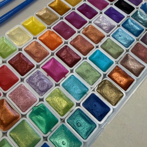 Paints and brushes from the July box