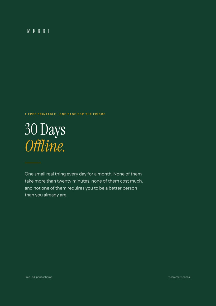 The 30 Days Offline cover