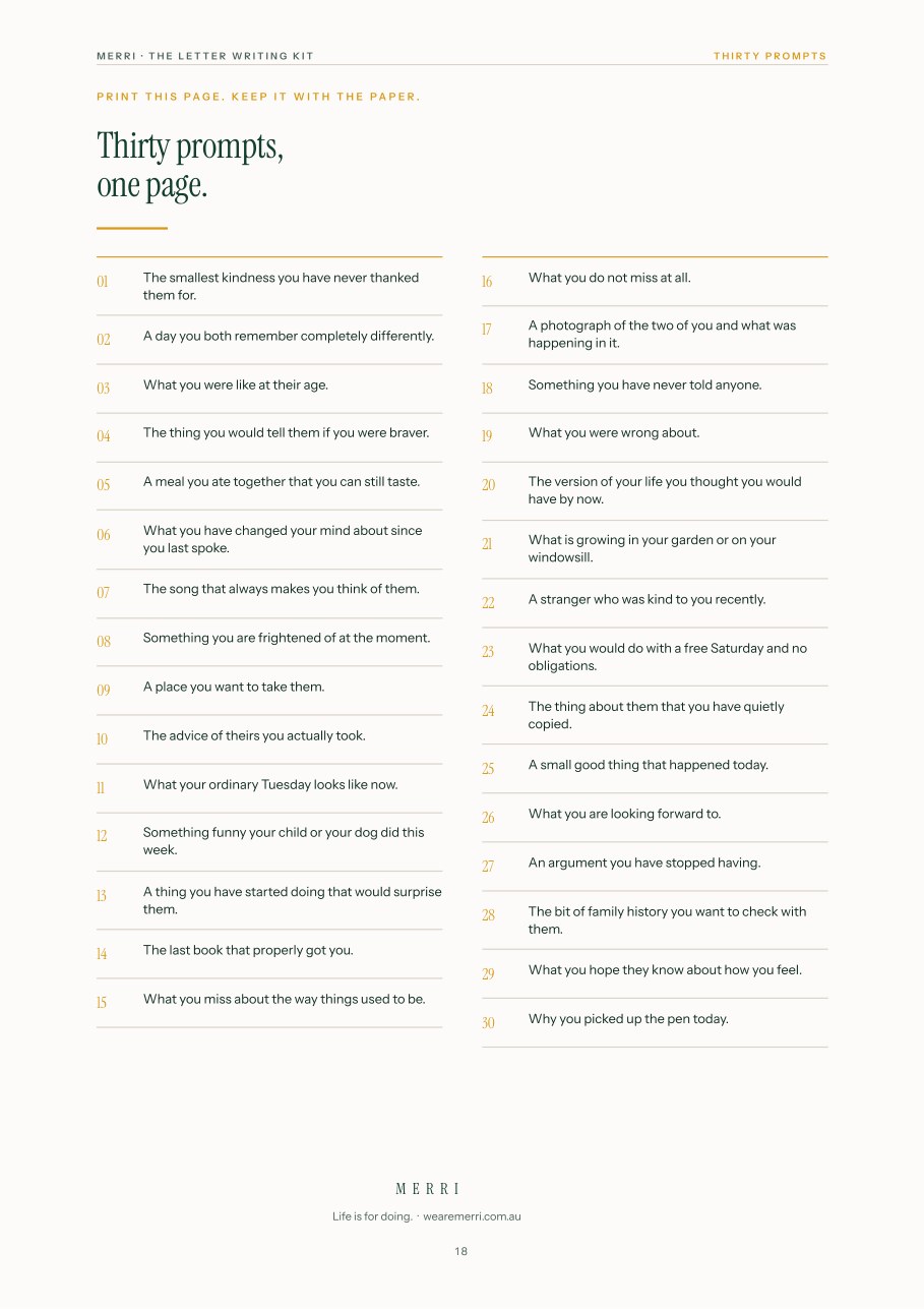 All thirty prompts on one page