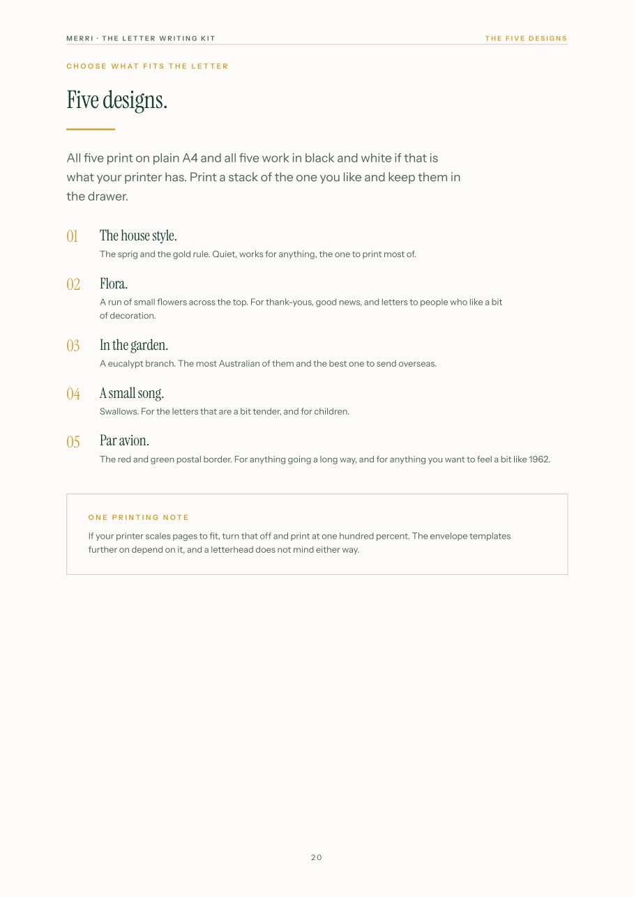 The five letterhead designs explained