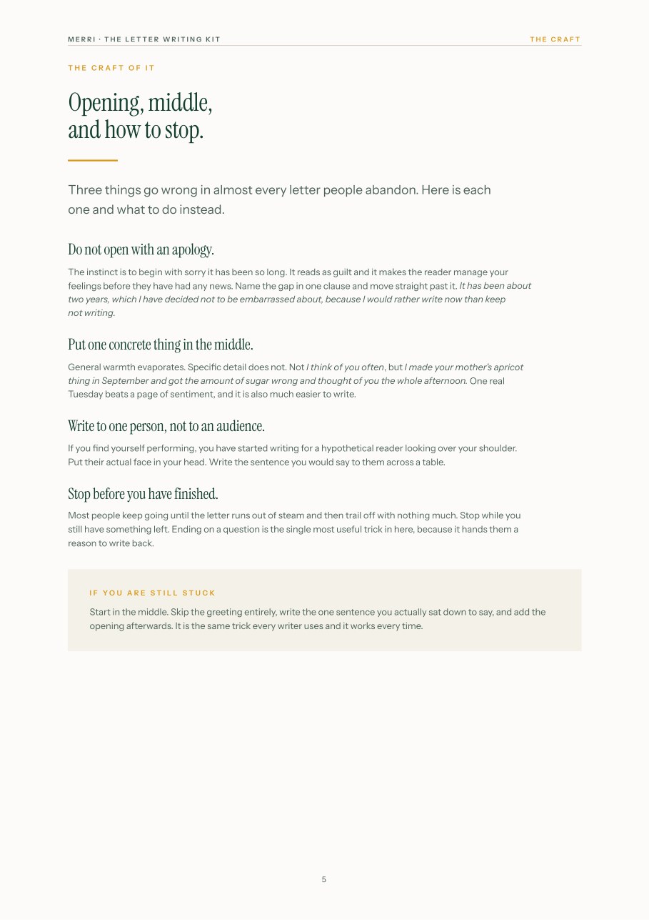 The page on the craft of letter writing