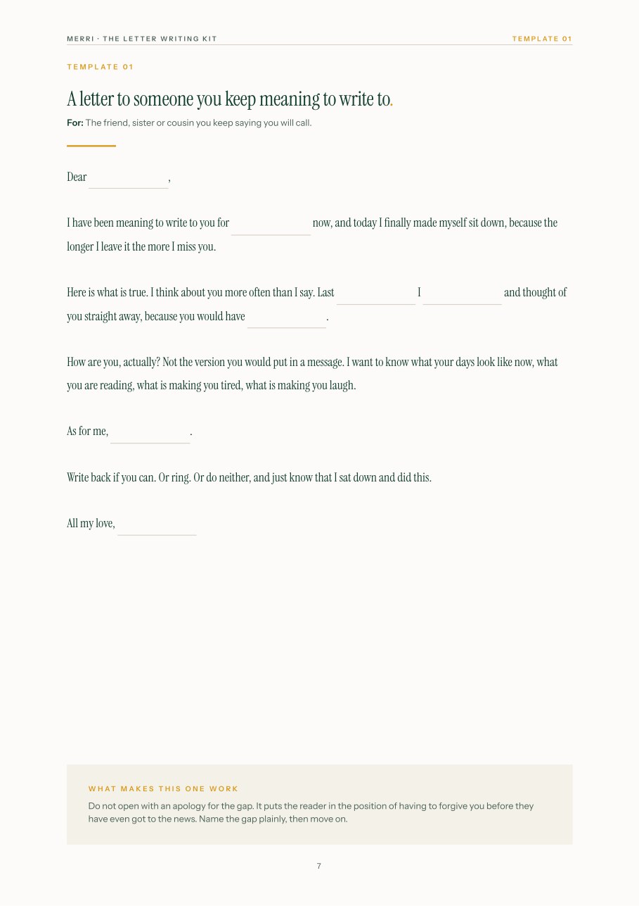 One of the ten letter templates