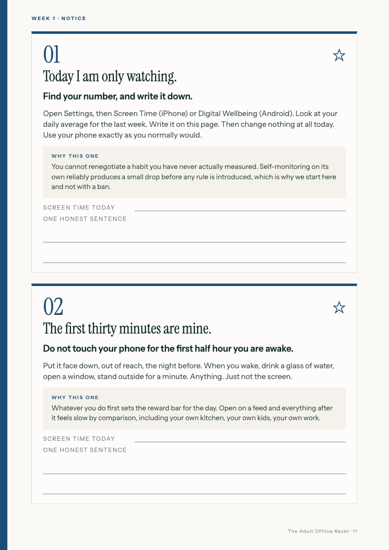 A daily page with writing space